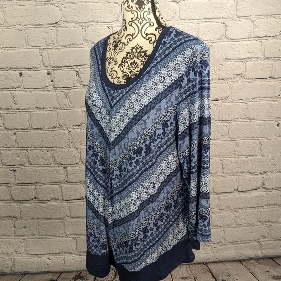 Croft & BARROW WOMENS LONG SLEEVE STRETCH KNIT GEOMETRIC PRINT PLUS SIZE 2X B23 - Picture 9 of 10
